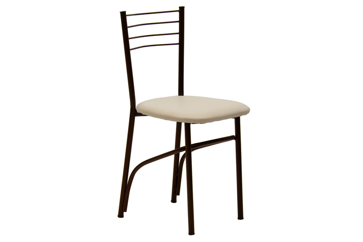 594-00126 Καρέκλα "ΡΙΓΑ" από μέταλλο/τεχνόδερμα σε καφέ/εκρού χρώμα 40x36x83 - Image 1
