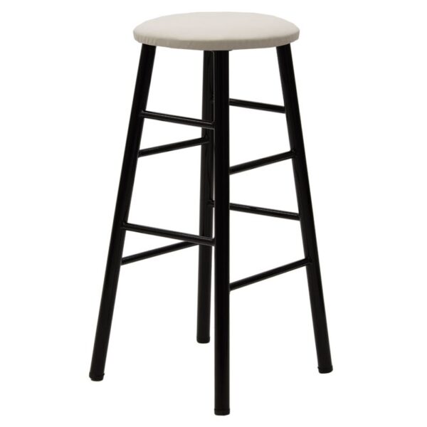 Σκαμπώ μπαρ "STAND" από τεχνόδερμα-μέταλλο σε εκρού-μαύρο gloss χρώμα Φ36x79