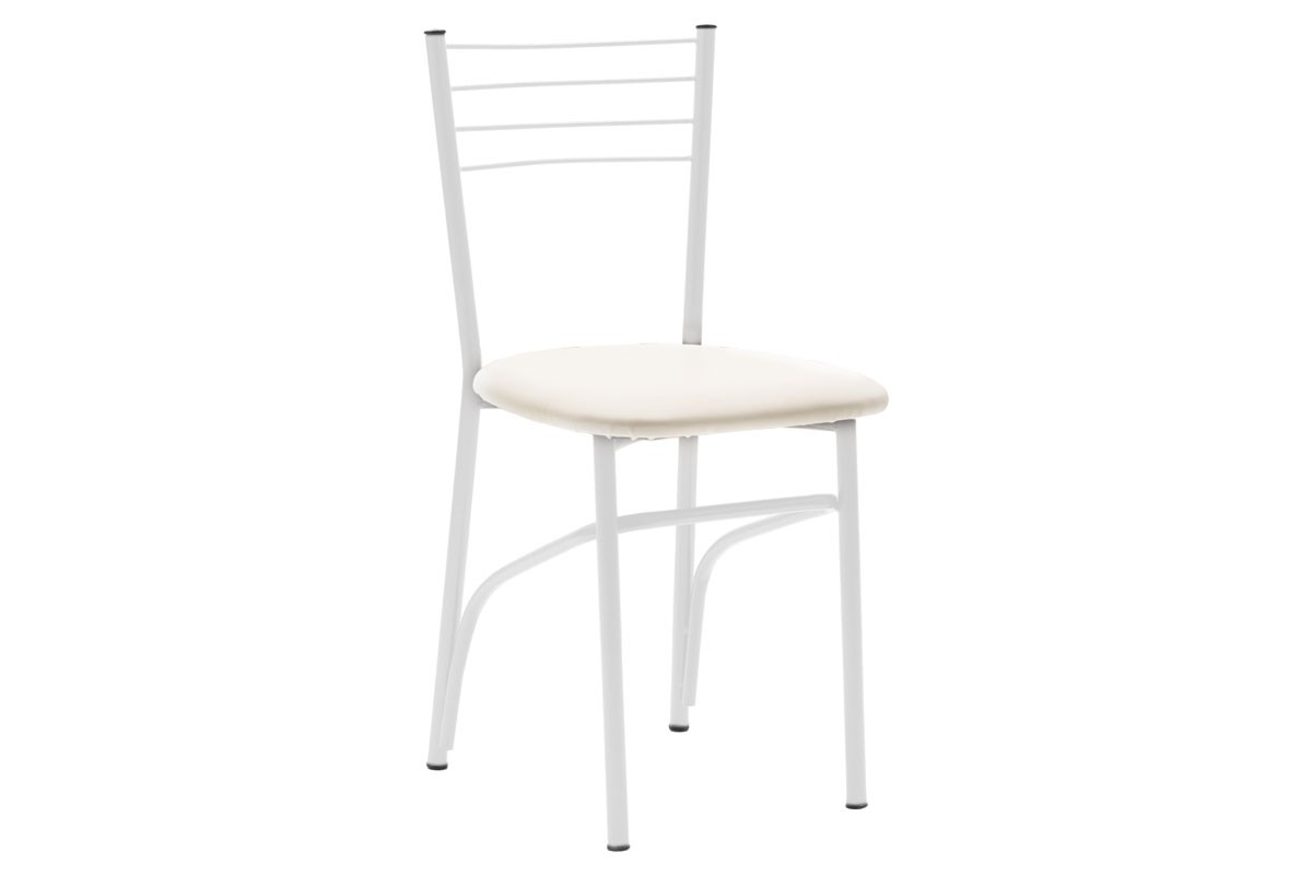 594-00149 Καρέκλα "ΡΙΓΑ" από μέταλλο/τεχνόδερμα σε λευκό/εκρού χρώμα 40x36x83 - Image 1