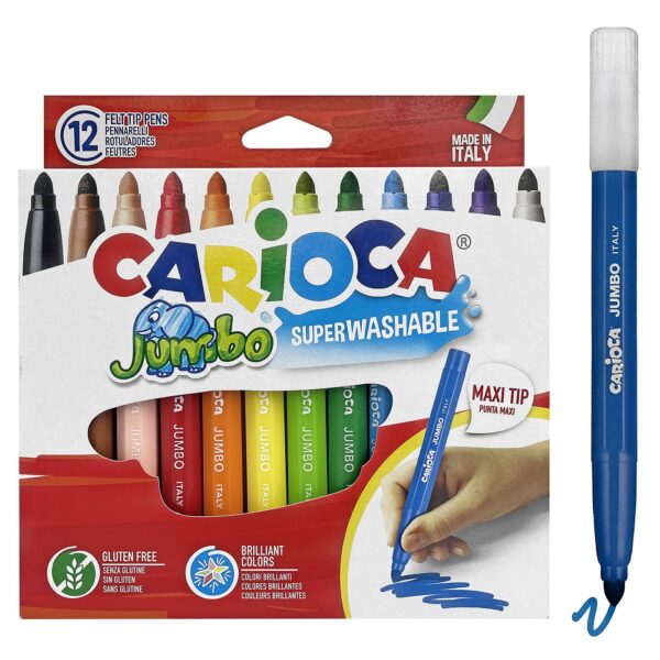 Μαρκαδόροι Carioca Jumbo 6mm σετ=12 Χρώματα  Carioca 40569