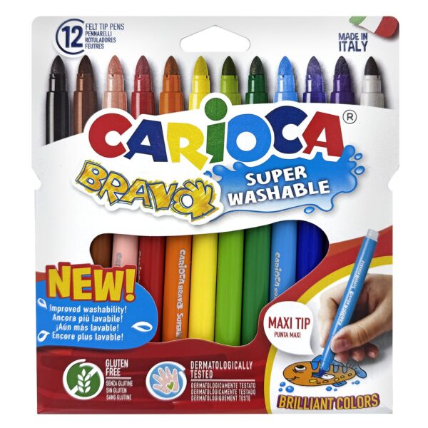 Μαρκαδόροι Carioca Bravo σετ=12 Χρώματα Μύτη ø6mm Carioca 42755
