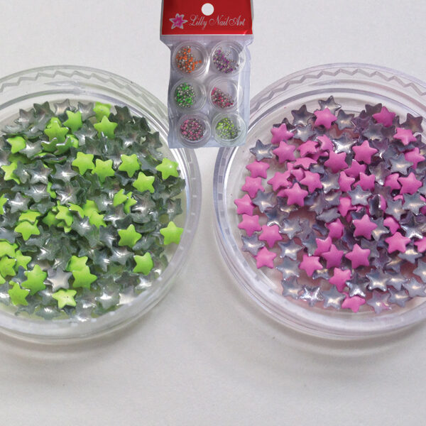 6 βαζάκια με διακοσμητικά στρας νυχιών