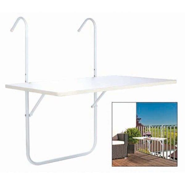 Τραπεζάκι πτυσσόμενο βεράντας σε χρώμα λευκό 40x52x58
