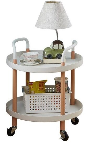 Τρόλεϊ κουζίνας "BAR" δύο θέσεων από μέταλλο σε χρώμα λευκό 48x48x52