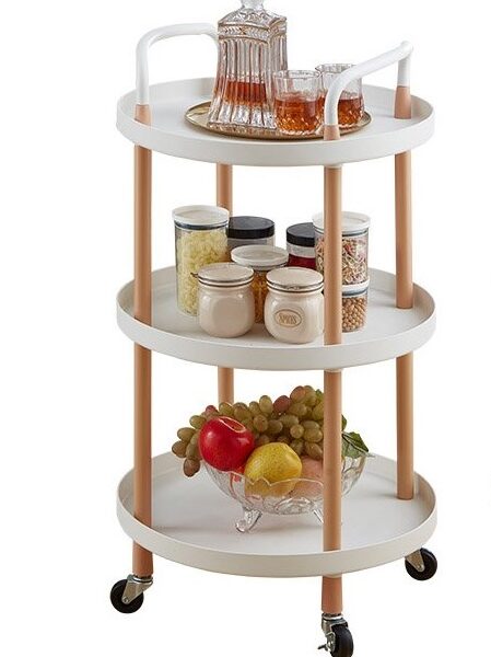 Τρόλεϊ κουζίνας "BAR" τριών θέσεων από μέταλλο σε χρώμα λευκό 48x48x82