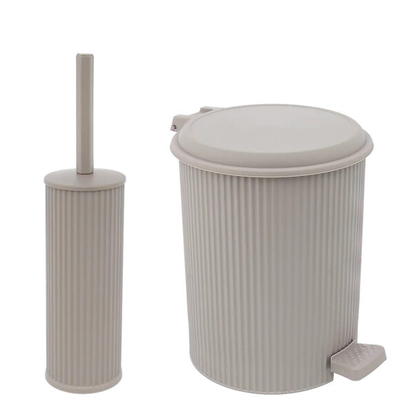 Σετ πεντάλ-πιγκάλ "ΝΟΣΤΑΛΓΙΑ" από πλαστικό σε χρώμα ανοιχτό γκρι 7Lt