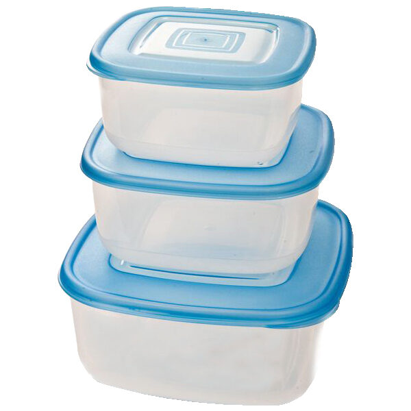 Σετ 3 πλαστικά τετράγωνα φαγητοδοχεία 750ml, 1,2lt & 2lt