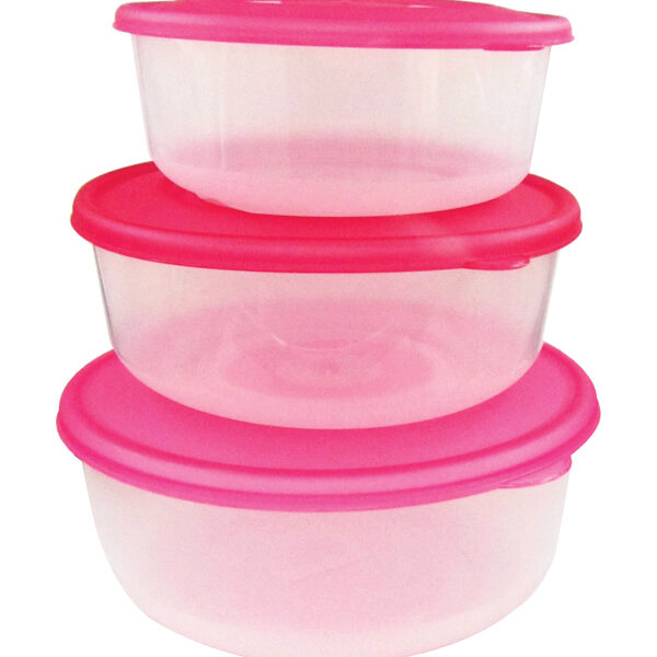 Σετ 3 πλαστικά στρογγυλά φαγητοδοχεία 400ml, 900ml & 1,8lt