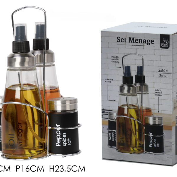 Σετ βάση με γυάλινο λαδόξυδο σπρέυ και αλατοπίπερο