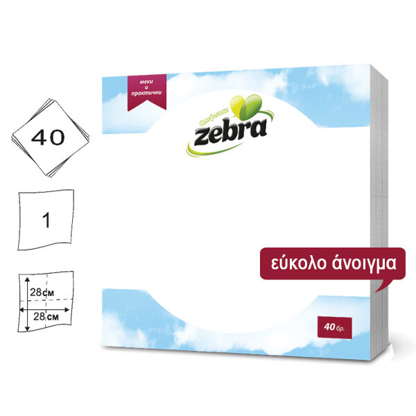 Σετ 40 λευκές χαρτοπετσέτες 28x28cm