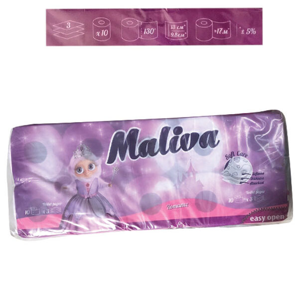 Σετ 10 ρολλά τρίφυλλο χαρτί υγείας Maliva αρωματικό 80gr