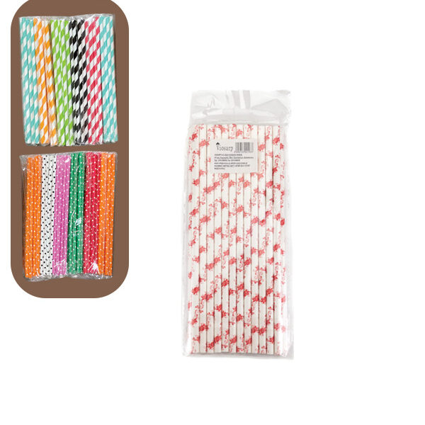 Σετ 25 χάρτινα καλαμάκια 20cm