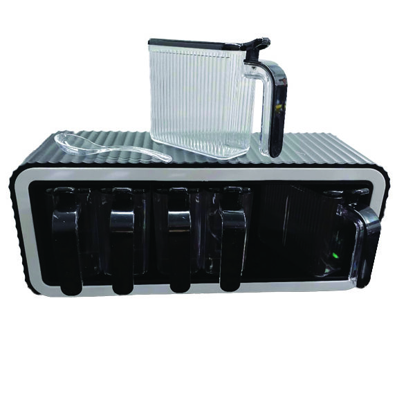 Σταντ μπαχαρικών με 6 βαζάκια και κουταλάκια