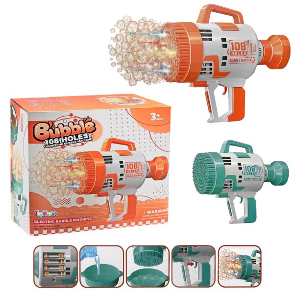 Όπλο Σαπουνόφουσκες 108 Τρύπες Μπαταρίας 25x24x12cm ToyMarkt 913400