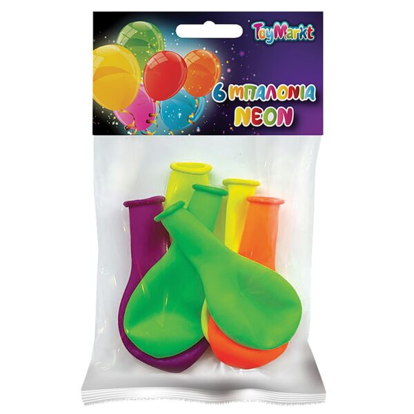 Σετ 6 Μπαλόνια Νέον 26cm ToyMarkt 913567