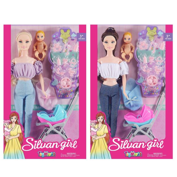 Κούκλα 29cm, Μωράκι & Καρότσι 20x32x5cm ToyMarkt 922102