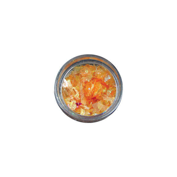 Βαζάκι με πορτοκαλί νιφάδες ονυχοπλαστικής