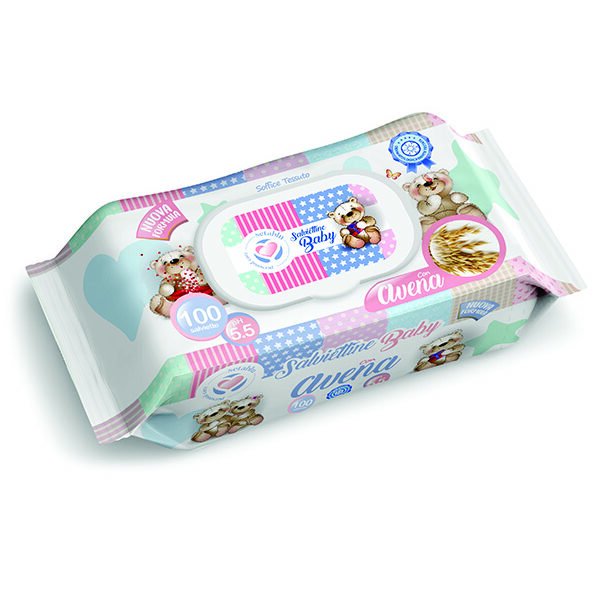 Σετ 100 μωρομάντηλα με καπάκι άρωμα βρώμη