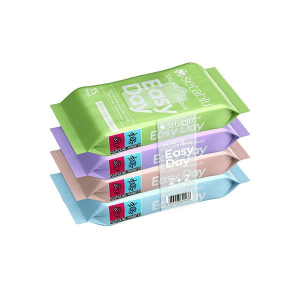 Σετ 4 πακέτα υγρομάντηλα των 15 τεμαχίων