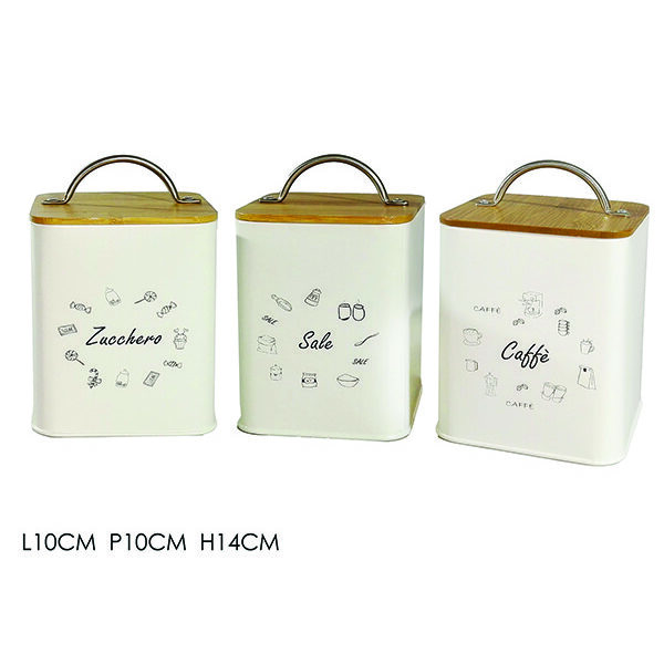 Τσίγκινο βάζο με μπαμπού καπάκι για καφέ-ζάχαρη-αλάτι