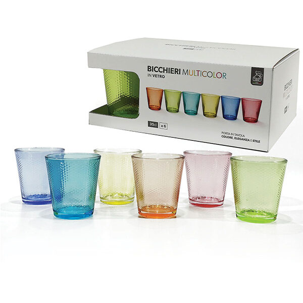 Σετ 6 ποτήρια νερού χρωματιστά 350ml