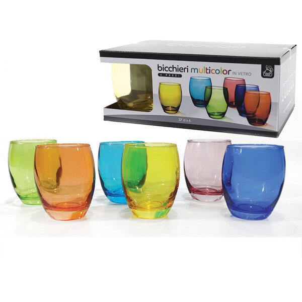 Σετ 6 ποτήρια νερού χρωματιστά 370ml