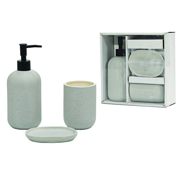 Σετ μπάνιου 3 τεμαχίων κεραμικό γκρι