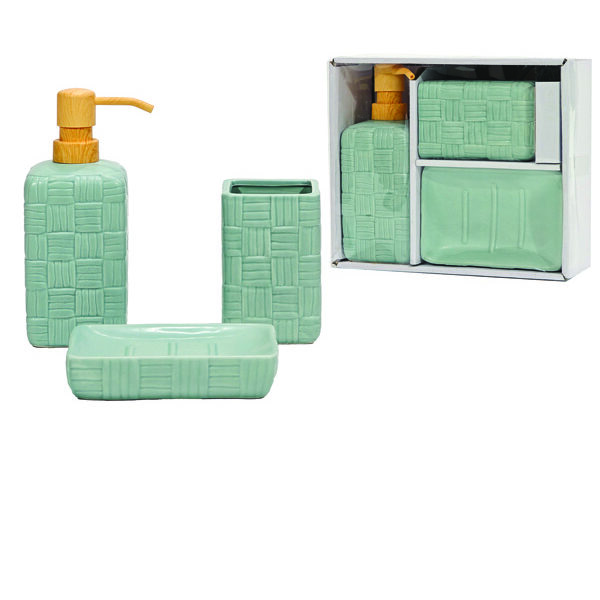 Σετ μπάνιου 3 τεμαχίων κεραμικό σιέλ