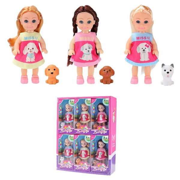 Κούκλα 11cm & Ζωάκι pet 8x16x4cm ToyMarkt 98249