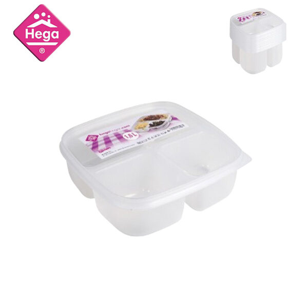 Πλαστικό φαγητοδοχείο-τάπερ 3 θέσεων 1,6Lt.