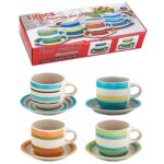 6 Φλυτζάνια & 6 Πιάτα για Καφέ Μεγάλα Πορσελάνης 330ml Homie 1001843