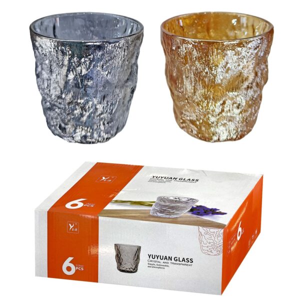 Ποτήρια Κοντά Σμιλεμένα Χρωματιστά σετ=6τεμ 9x9cm 330ml Homie 1002131