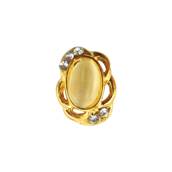 Μεταλλικό διακοσμητικό νυχιών χρυσό οβαλ με στρας