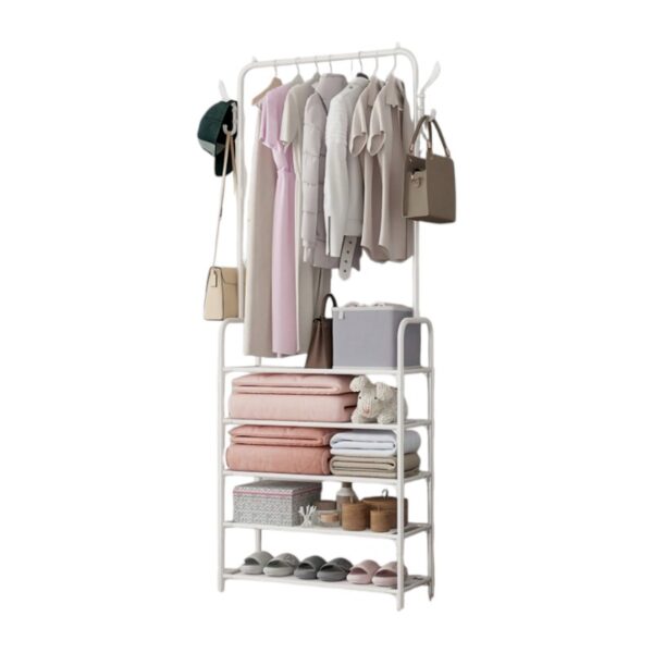 Κρεμάστρα δαπέδου με ράφια παπουτσιών - 6013-5 - 915039 - White