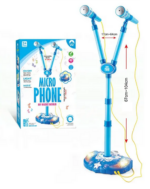 Παιδικό μικρόφωνο καραόκε διπλό με σταντ - 8801-L - 922277 - Blue - Image 2