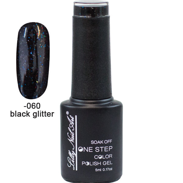 Ημιμόνιμο μανό one step 5ml - Black Glitter