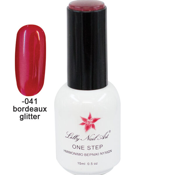 Ημιμόνιμο μανό one step 15ml - Bordeaux glitter