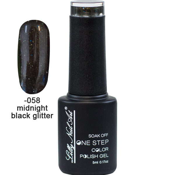 Ημιμόνιμο μανό one step 5ml - Midnight black glitter
