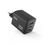 BLUE STAR TRAVEL CHARGER GaN PD QC4.0 65W 2 X TYPE C / 1 X USB PORT black - Image 2