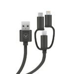 VIVANCO DATA CABLE USB  TO MICRO USB / TYPE C / LIGHTNING 0.75m black