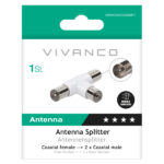 VIVANCO AERIAL SPLITTER COAX SOCKET ADAPTER 2 WAY 2 MALE 1 FEMALE - Image 2
