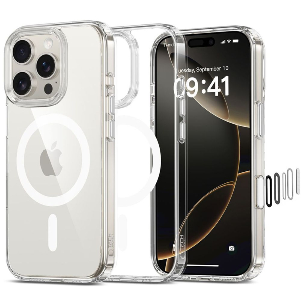 TECH-PROTECT FLEXAIR HYBRID CC MAG CASE IPHONE 16 PRO MAX clear backcover