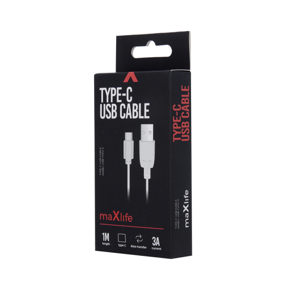 MAXLIFE USB TO TYPE C DATA CABLE 1m 2A white