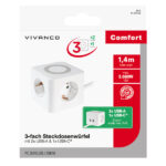 VIVANCO CUBE POWER STRIP WITH 3X SCHUKO SOCKETS + 2X USB + 1X TYPE C 1.4m - Image 2