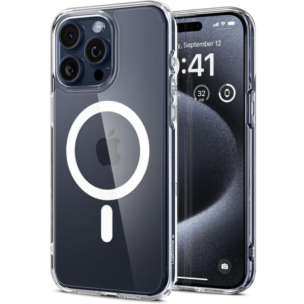 SPIGEN ULTRA HYBRID MAG COMBATIBLE WITH MAGSAFE IPHONE 15 PRO white backcover