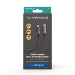 VIVANCO LONGLIFE DATA CABLE 3.2 TYPE C TO TYPE C 1m 100W black - Image 2