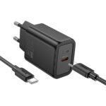 HOCO TRAVEL CHARGER N60 PD QC 20W + DATA CABLE TYPE C to LIGHTNING black - Image 2