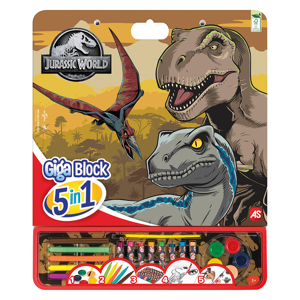102362753-65ef0cf6955b88d0504fa565 Giga Block Σετ Ζωγραφικής Jurassic World 5 Σε 1 Για 3+ Χρονών - Image 1