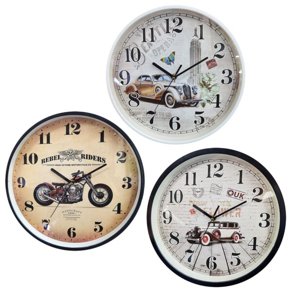 Ρολόι Αντίκα Αυτοκίνητο & Μηχανή ø30cm Homie 322096