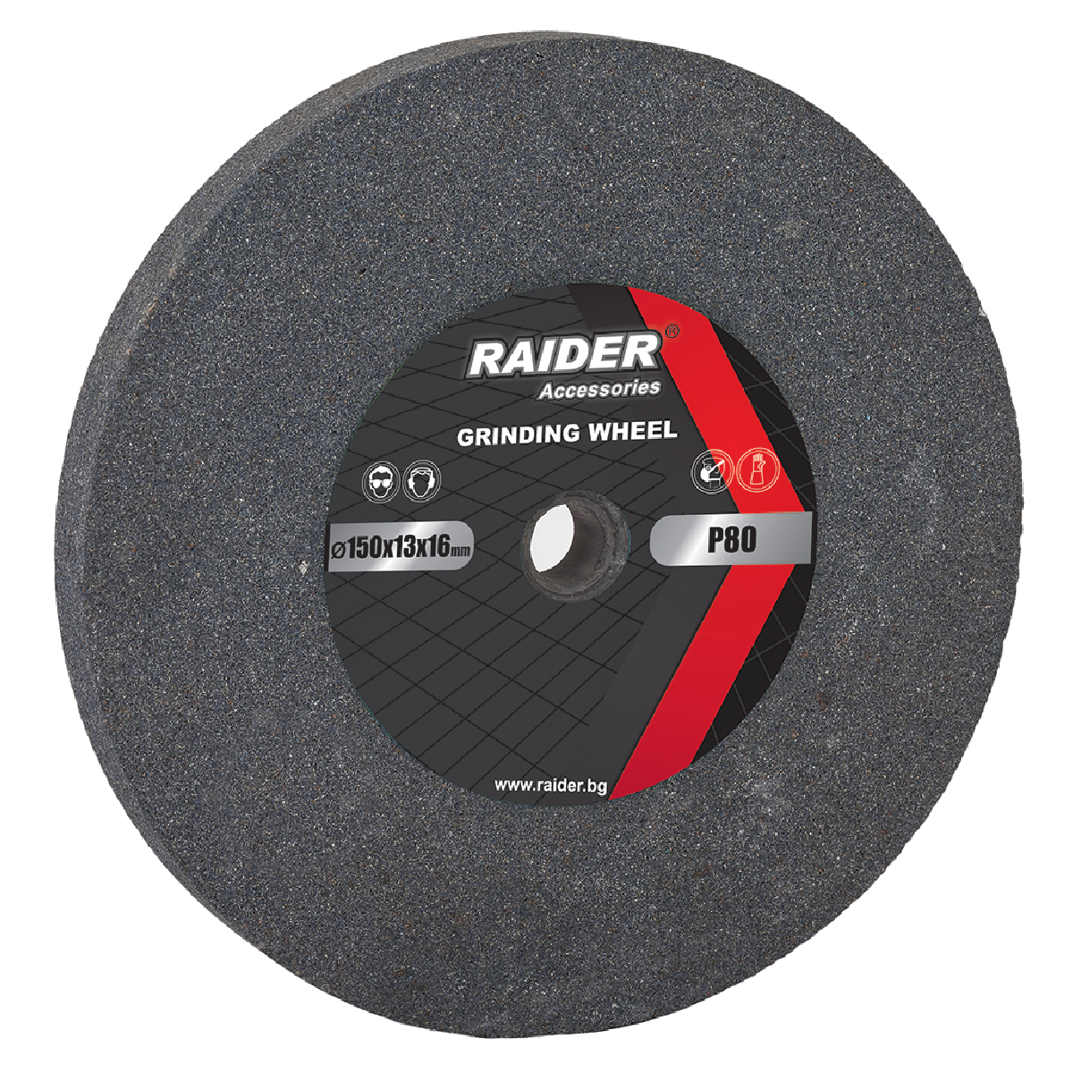 165120 RAIDER Πέτρα λείανσης γκρι χοντρή Φ150 Ρ80 165120 - Image 1
